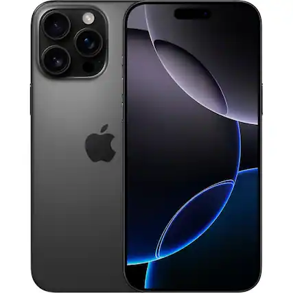 Front. Apple - iPhone 16 Pro Max 256GB 6.9" 5G Fully Unlocked, Titanium - Black.
