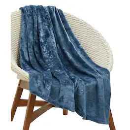 Noble House - Plazatex Versailles Embossed Decorative Super Soft Throw Blanket for Sleep/Decor 2 Pack 50" x 60" - Oxford Blue