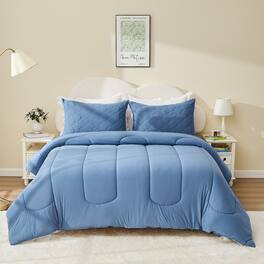Bestier - Queen Comforter Set for Kids and Teens – 3 Pcs All-Season Bedding with Skin-Friendly Lightweight Quilt & 2 Pillowcases - Blue