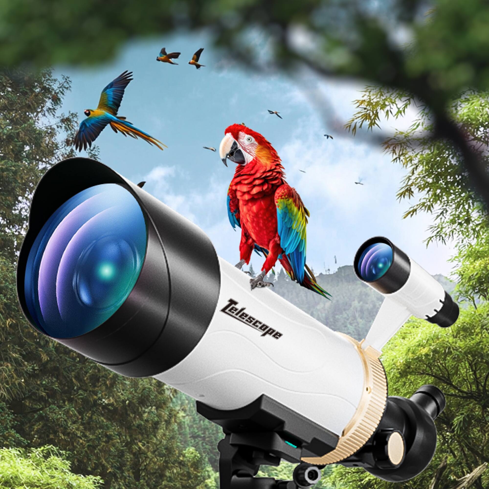 Angle. Universalfun - Universalfun 70mm HD Refractor Telescope for Kids & Beginners with Tripod, 3 Eyepieces, Phone Adapter, Ages 8+, White - White.
