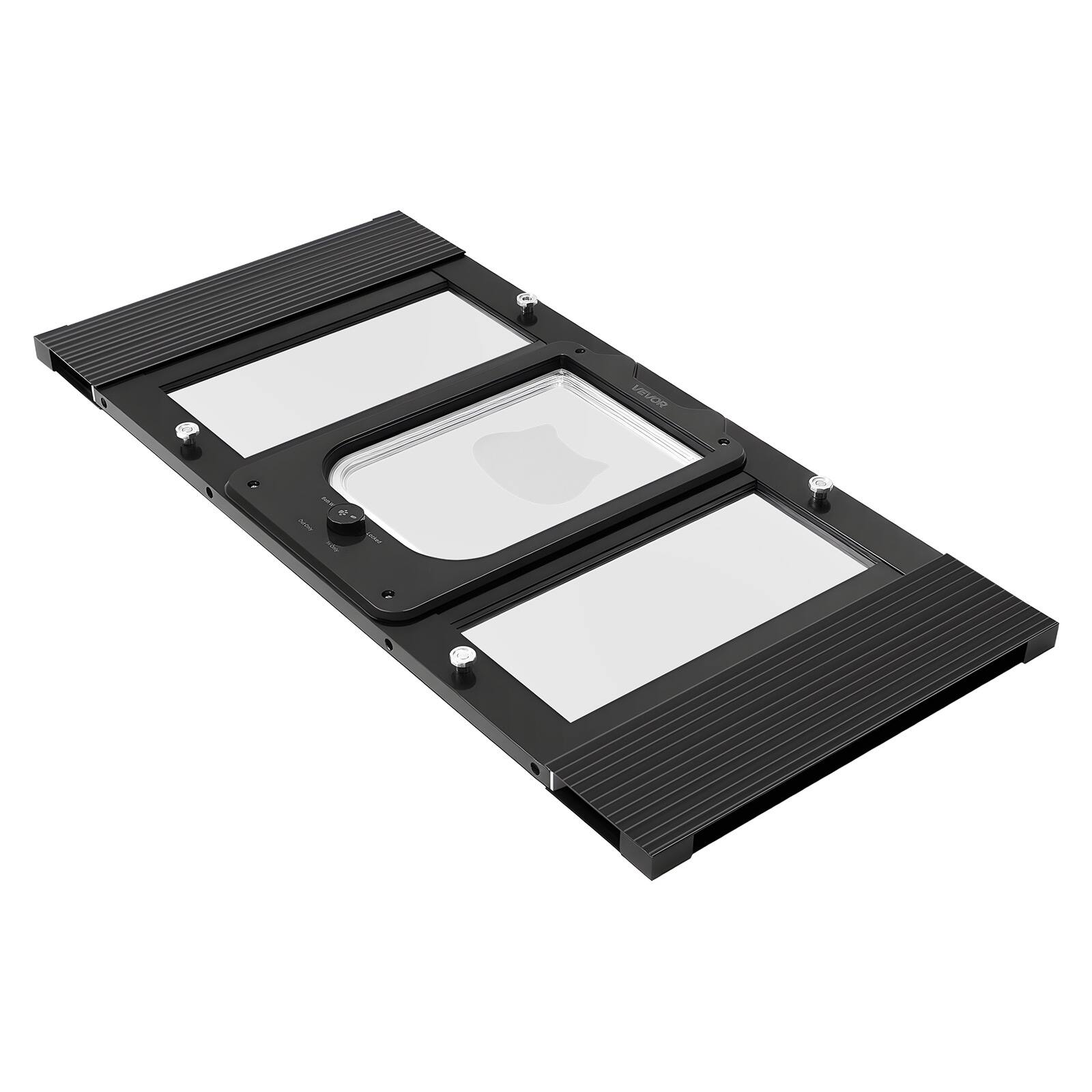 Alt View 5. VEVOR - Cat Door for Window, Adjustable to Fit Window Width 27"-32", 4 Secure Lock Modes, Aluminum Frame and High-Transparency.