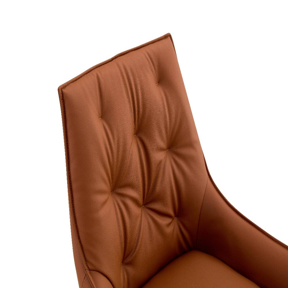 Alt View 4. Loheer - Loheer Camel Faux Leather Dining Chairs Set of 2, Metal Kitchen Chairs with Black Sanded Legs, Upholstered Flat Back - Camel.