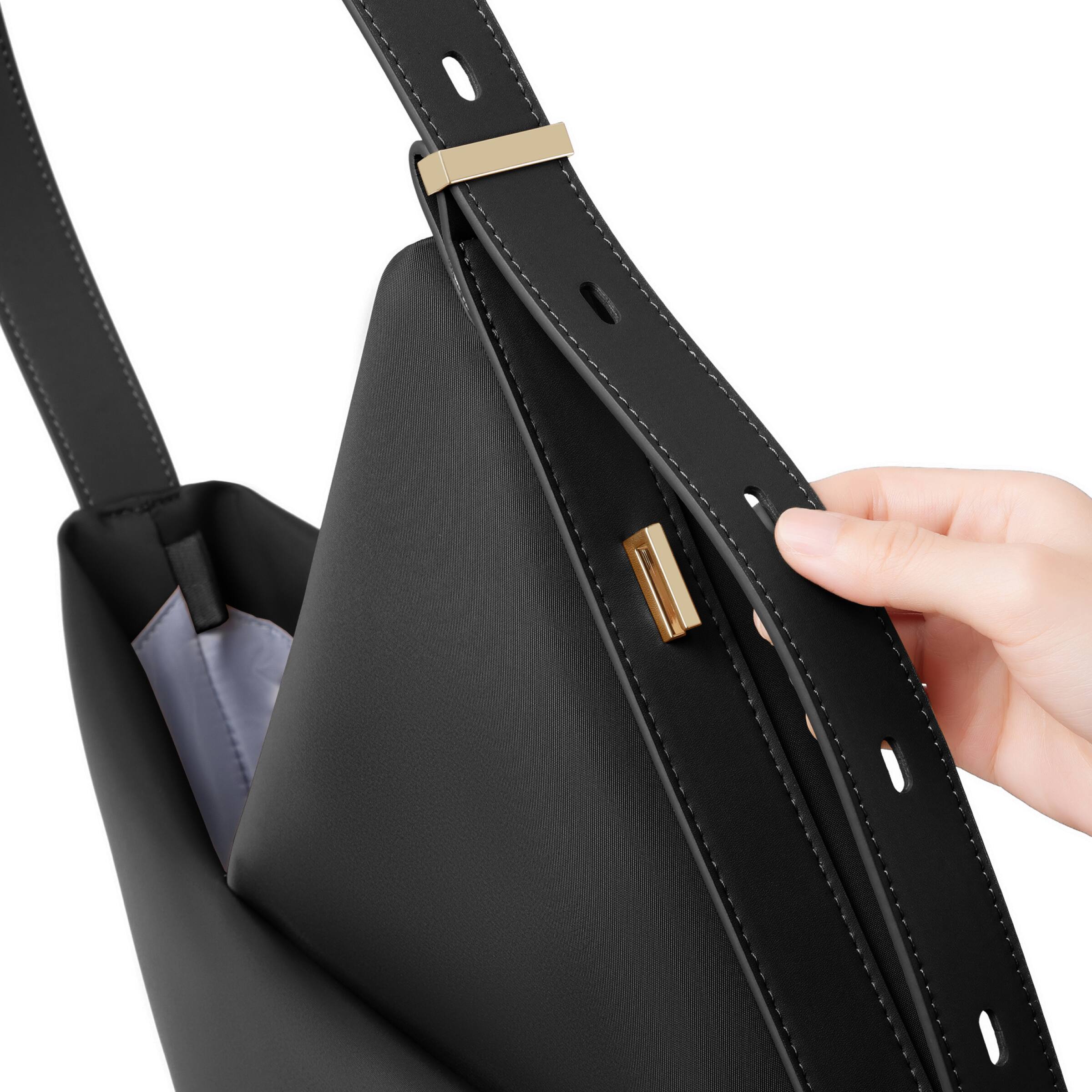 Alt View 1. Lux & Nyx - Lux & Nyx - Origami 15" Laptop Hobo Bag - Convertible Shoulder Bag - Black.