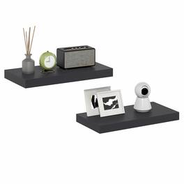 Furinno - TANNA Set of 2 Floating Shelves for Wall, 12 x 24 Wall Shelf, Wall Mounted Shelf with Invisible Bracket, 2-in Thick - Americano