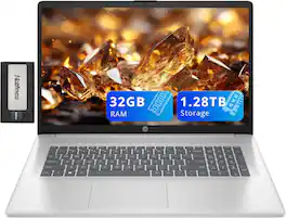HP - 17.3" FHD IPS Laptop,Intel 7-150U,32GB RAM,1TB SSD+288GB Docking Station Set,Intel Graphics,Win 11 - Silver