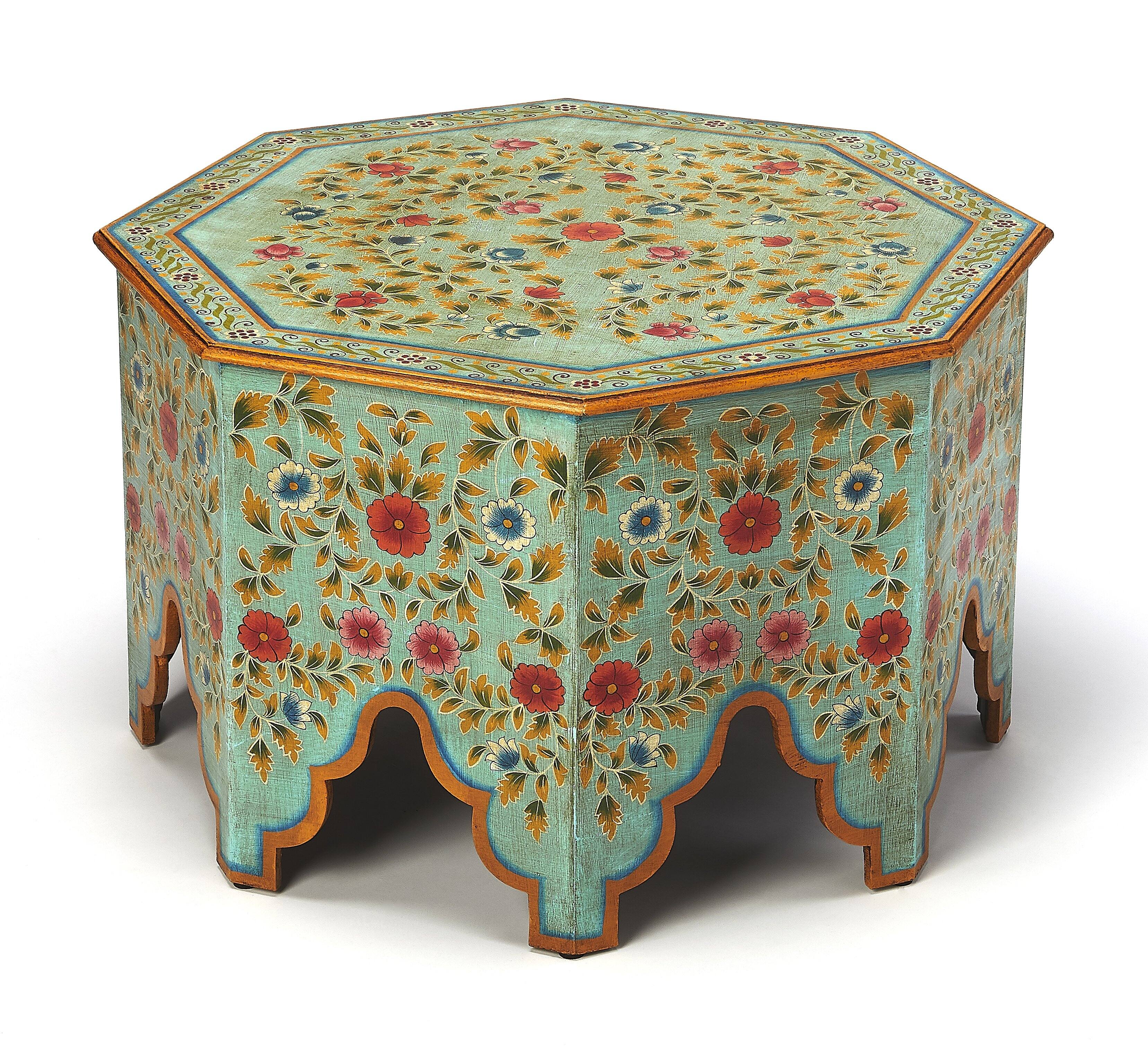 Front. Butler Specialty - Priya 28.5 in. W Octagonal Wood Hand Painted Coffee Table - Green.