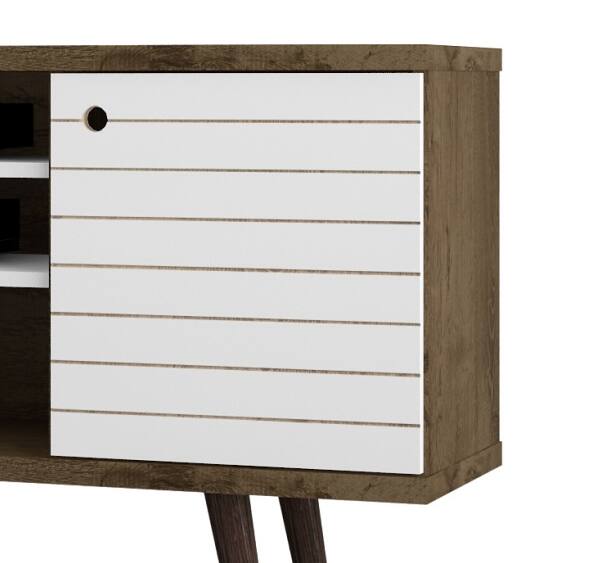 Back. TinyHomie - 53in TV Stand in Rustic Brown and White - Brown and White.