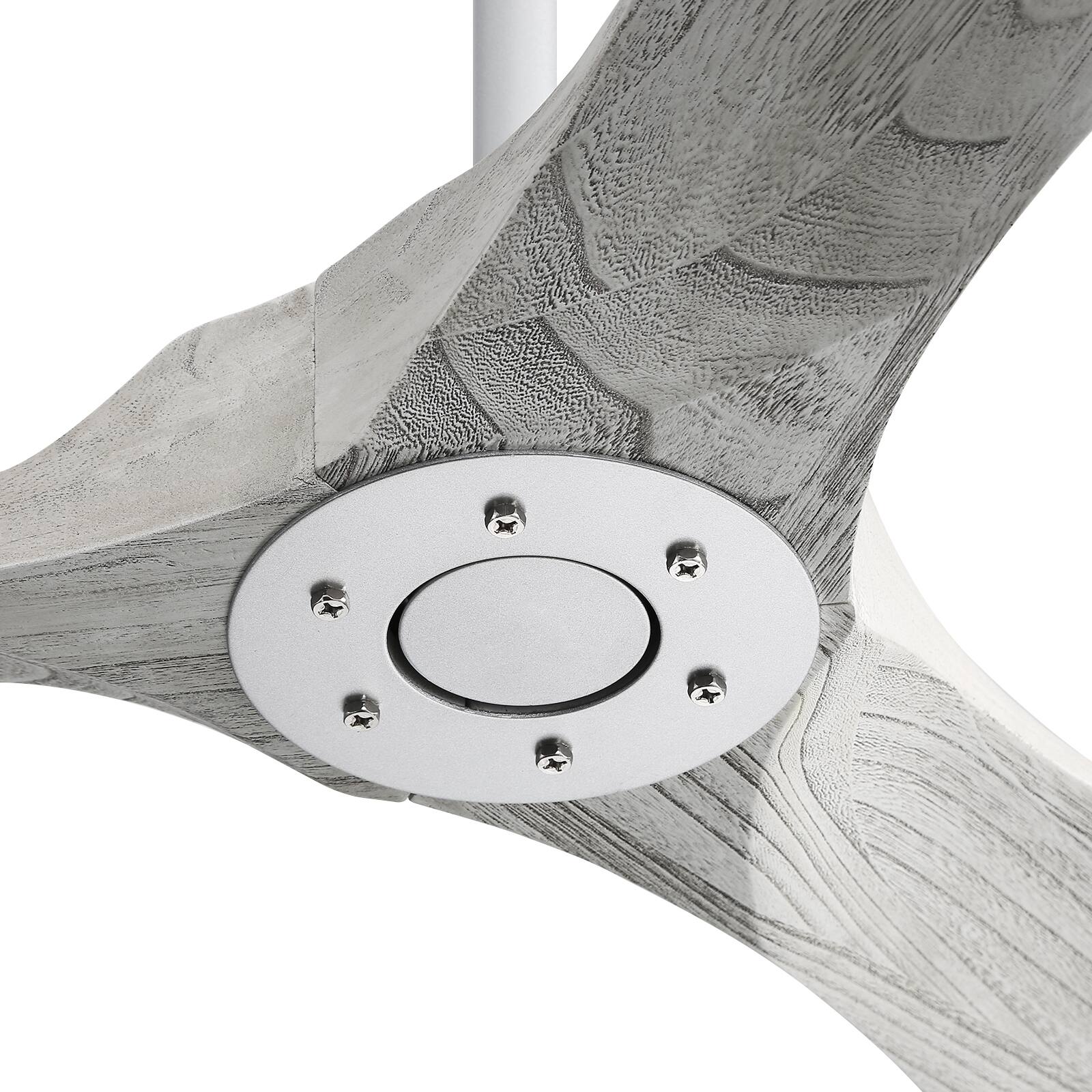 Alt View 1. Sofucor - 60" Solid Wood Ceiling Fan No Light With Remote Quiet Outdoor Indoor Ceiling Fan for Patio Bedroom Porch Farmhouse - Silver-Grey Wood.