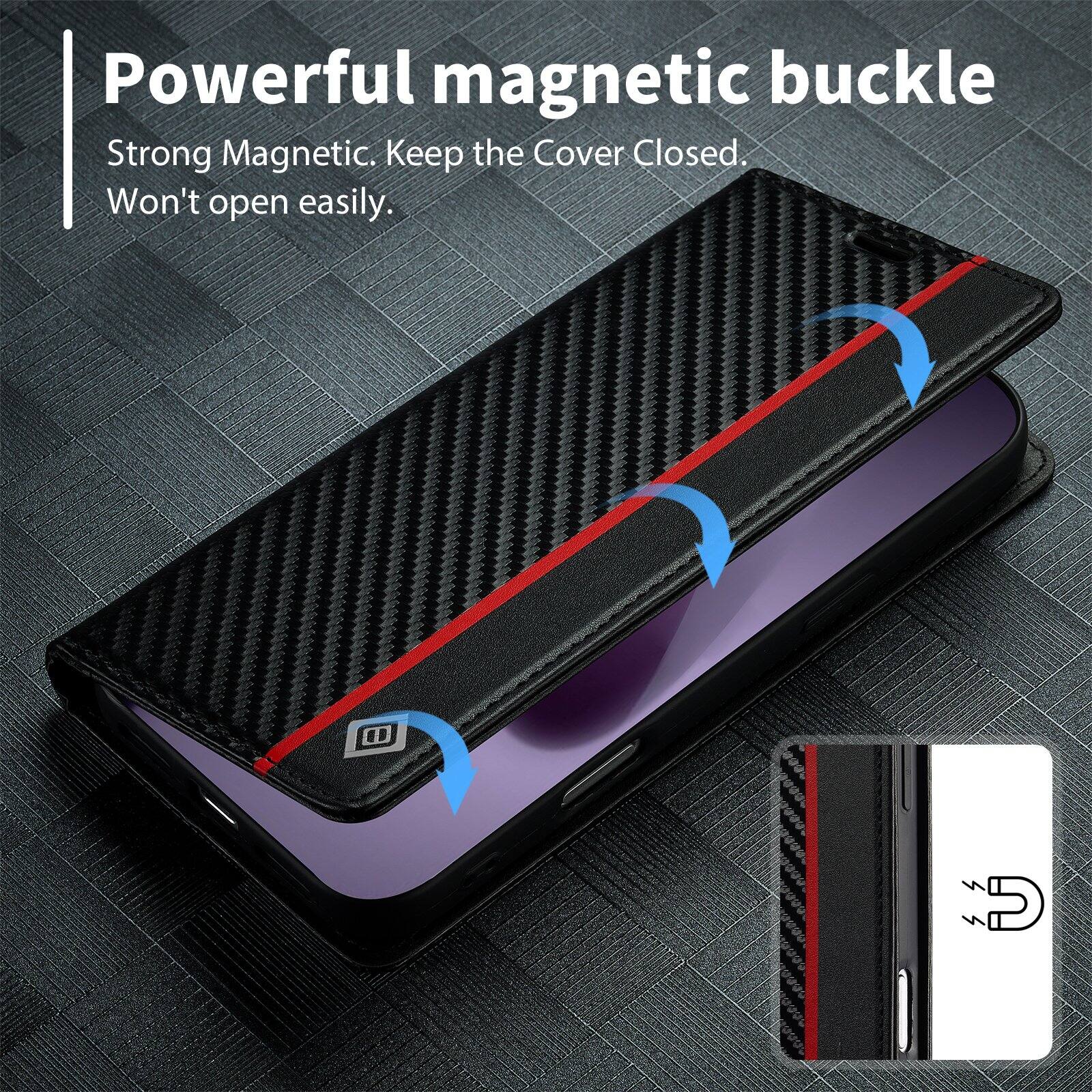 Powerful magnetic buckle  
Strong Magnetic. Keep the Cover Closed. Won't open easily.
