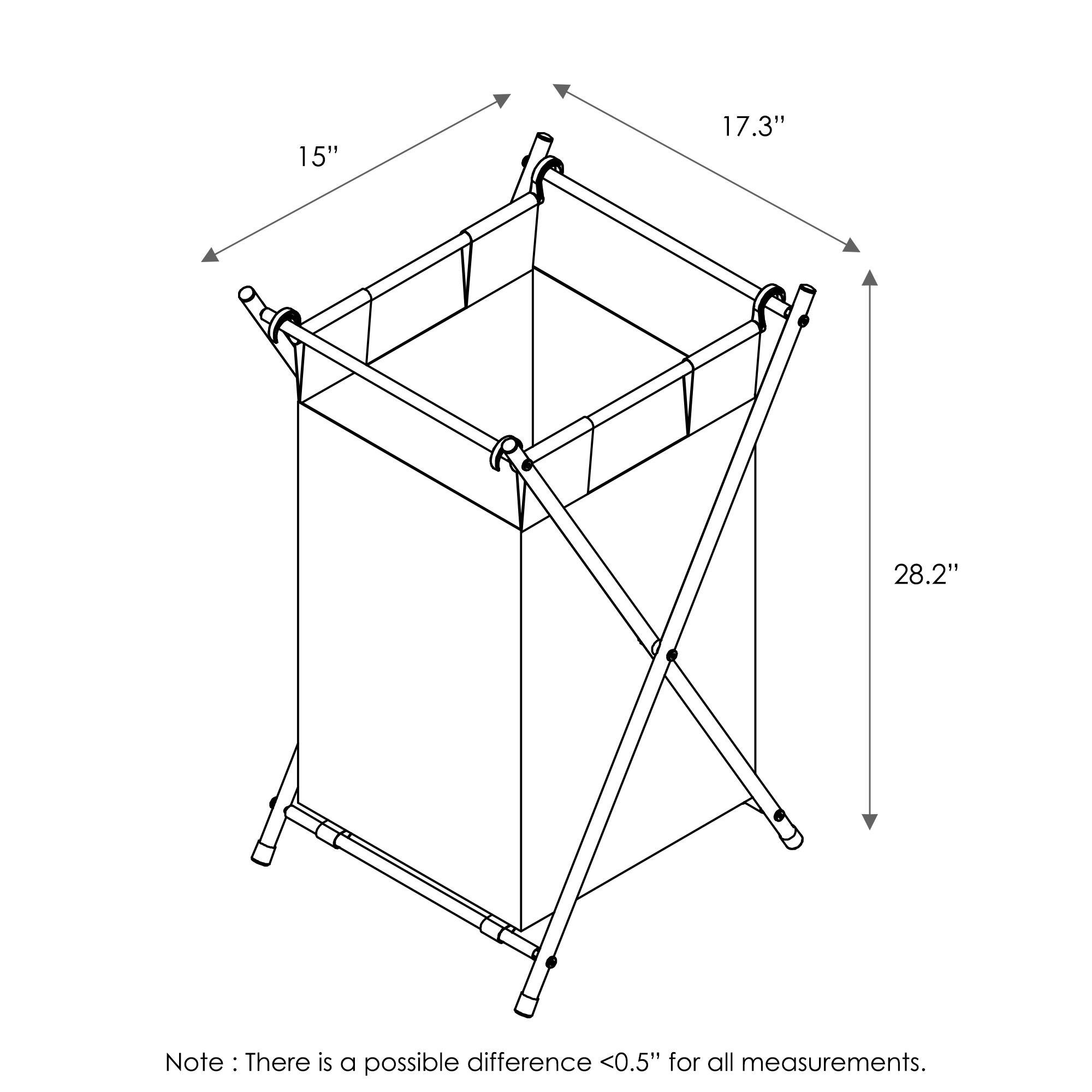 15"  
17.3"  
28.2"  

Note: There is a possible difference <0.5" for all measurements.
