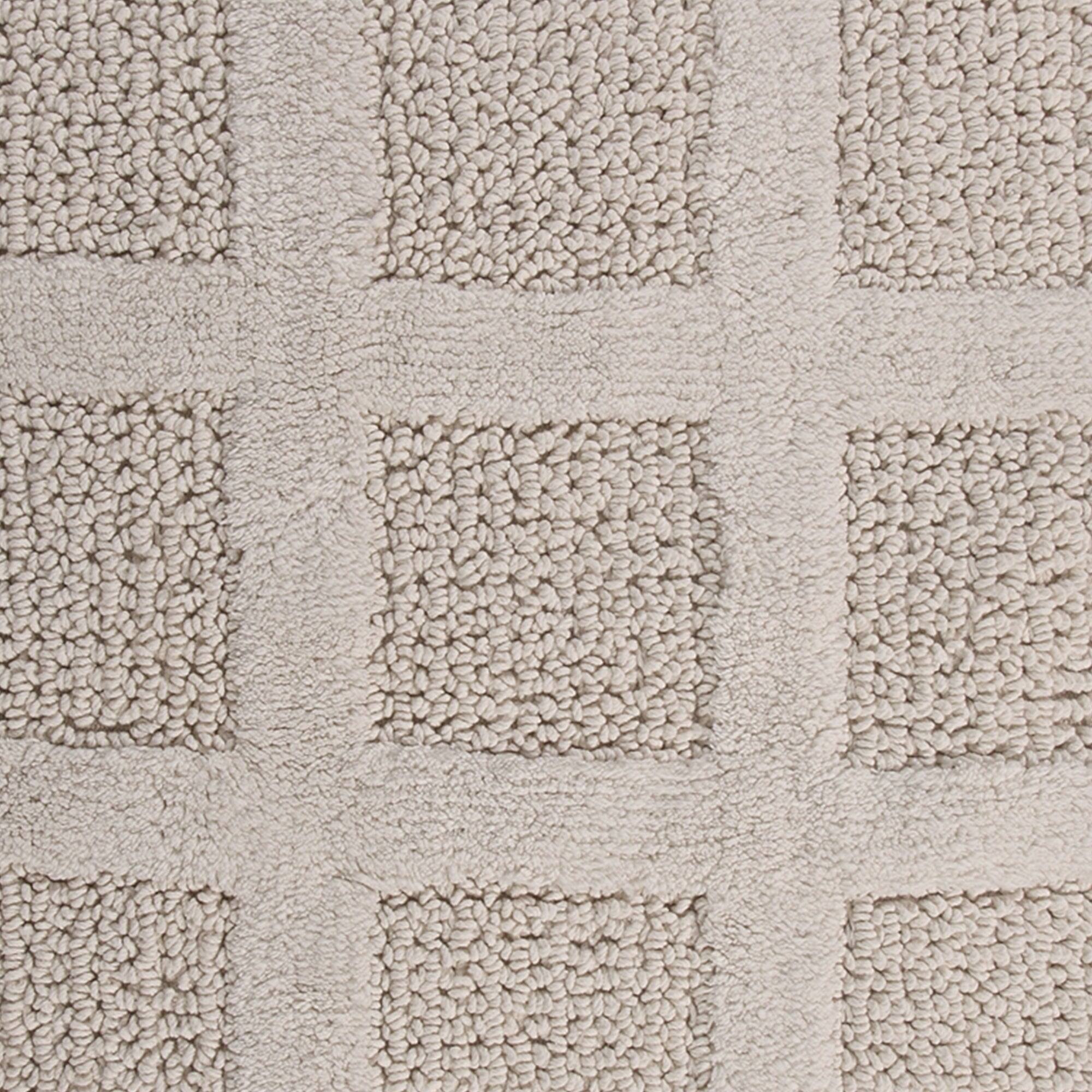 Left. Knightsbridge - Luxurious Ivory Honeycomb 100% Cotton Reversible Bath Rug by Knightsbridge - Ivory.