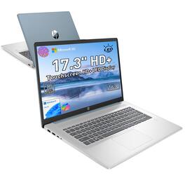 HP - Upgraded - 17.3" HD+ Touch Laptop - Intel N-Series N100 - 16GB RAM 128GB eMMC + 512GB SSD - 1Y Microsoft 365 - FPR - Backlit KB - Blue