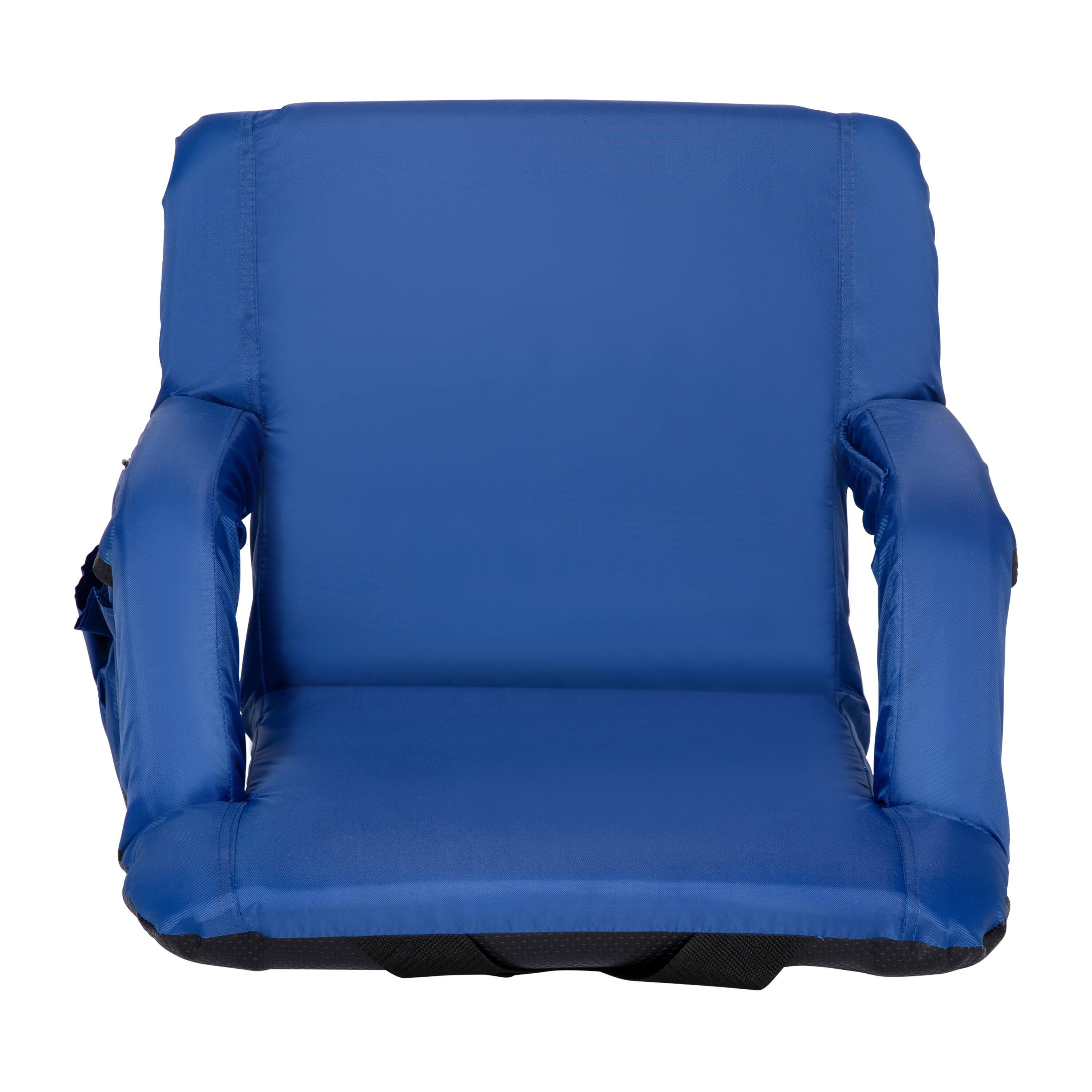 Alt View 9. Emma + Oliver - Folding Metal Stadium Chair with Padded, Reclining Back and Armrests - Blue.