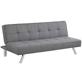 Costway - Convertible Futon Sofa Bed Adjustable Sleeper with Stainless Steel Legs - Gray