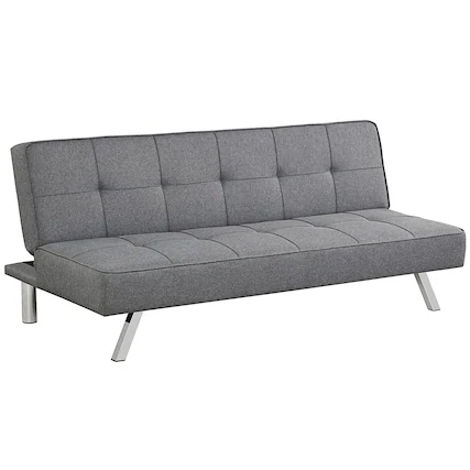 Front. Costway - Costway Convertible Futon Sofa Bed Adjustable Sleeper with Stainless Steel Legs - Grey.