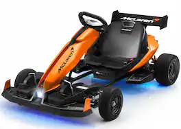 FIRST RIDE ON - 48V Go Kart with Top Speed 15 MPH, Licensed McLaren Drift Kart for Teens 14+ , Electric Go Kart w/Rubber Tire and LED - Orange