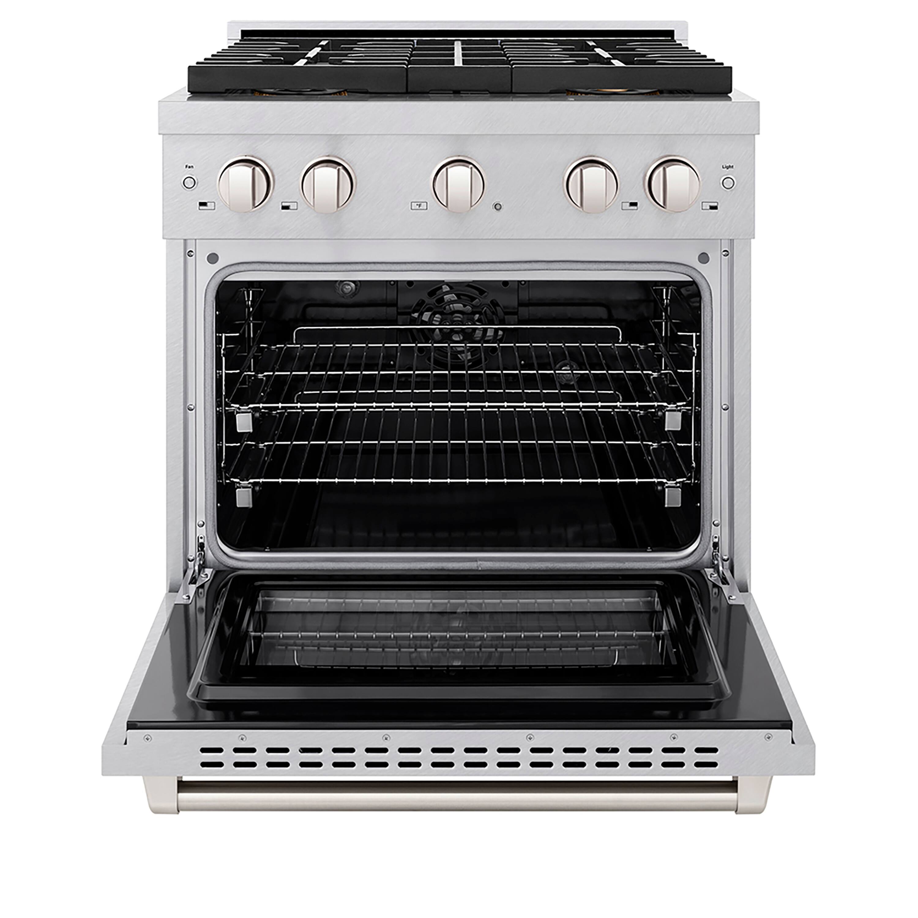 Angle. ZLINE - 30 in. 4.2 cu. ft. Freestanding Paramount Dual Fuel Range w/ DuoPro Cooktop & Electric Oven in Satin Stainless Steel - Stainless Steel.