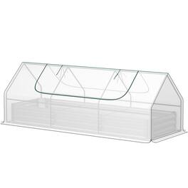 Outsunny - x 3 x 1ft Metal Planter Box with Mini Greenhouse, Galvanized Raised Garden Bed with Cover - White