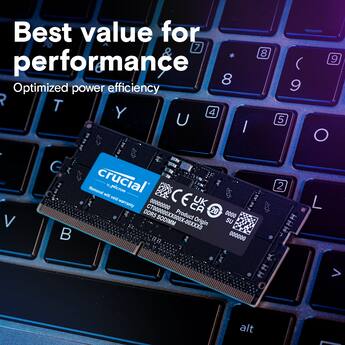 Crucial 64GB Kit (2x32GB) DDR5 5600MHz C46 SODIMM Laptop Memory Crucial 64GB Kit (2x32GB) DDR5 5600MHz C46 SODIMM Laptop Memory