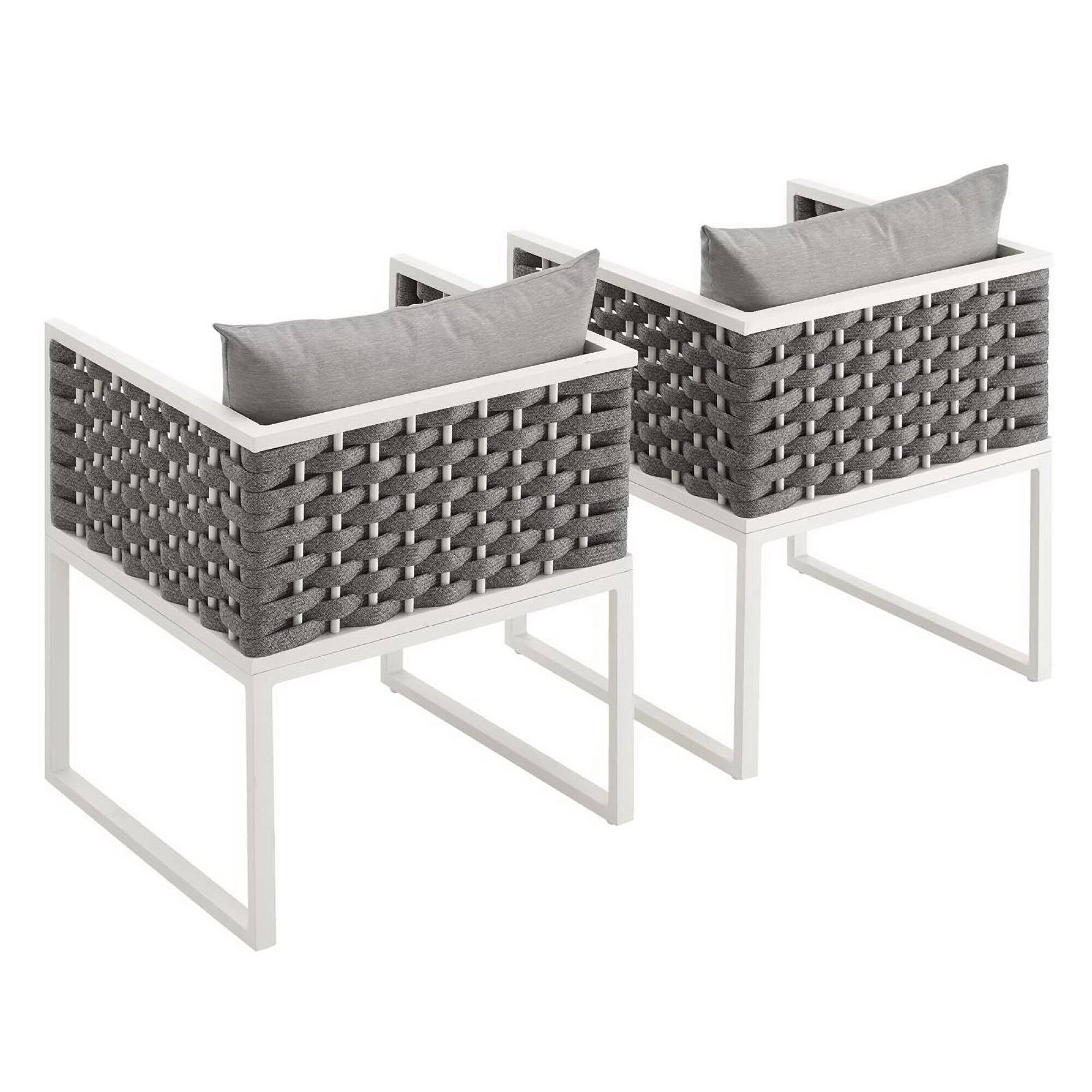 Alt View 1. Modway - Stance Outdoor Patio Aluminum Dining Armchair Set of 2 by Modway - White Gray.