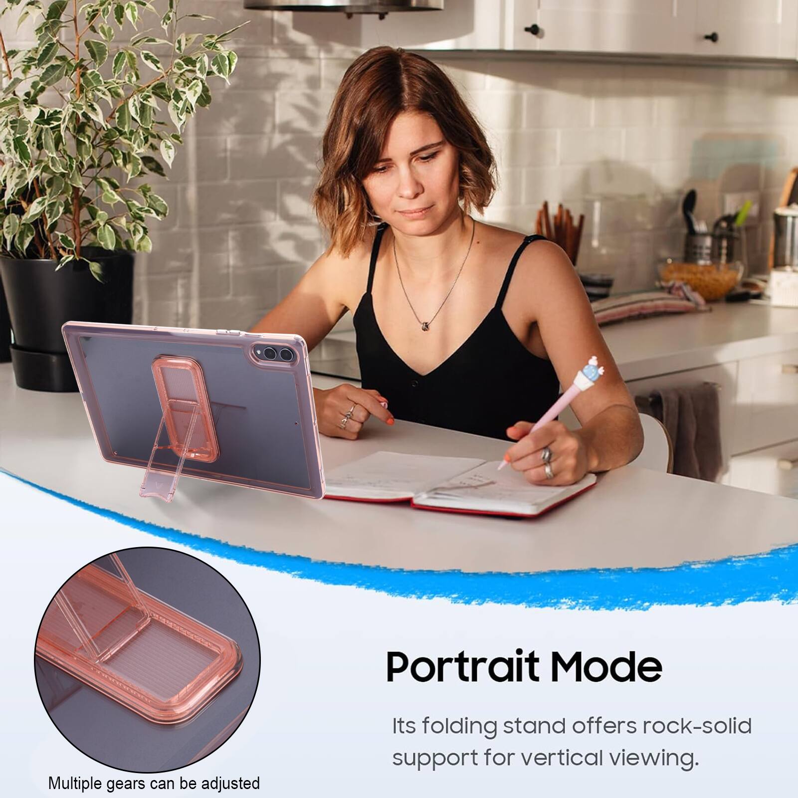Portrait Mode  
Multiple gears can be adjusted  
Its folding stand offers rock-solid support for vertical viewing.