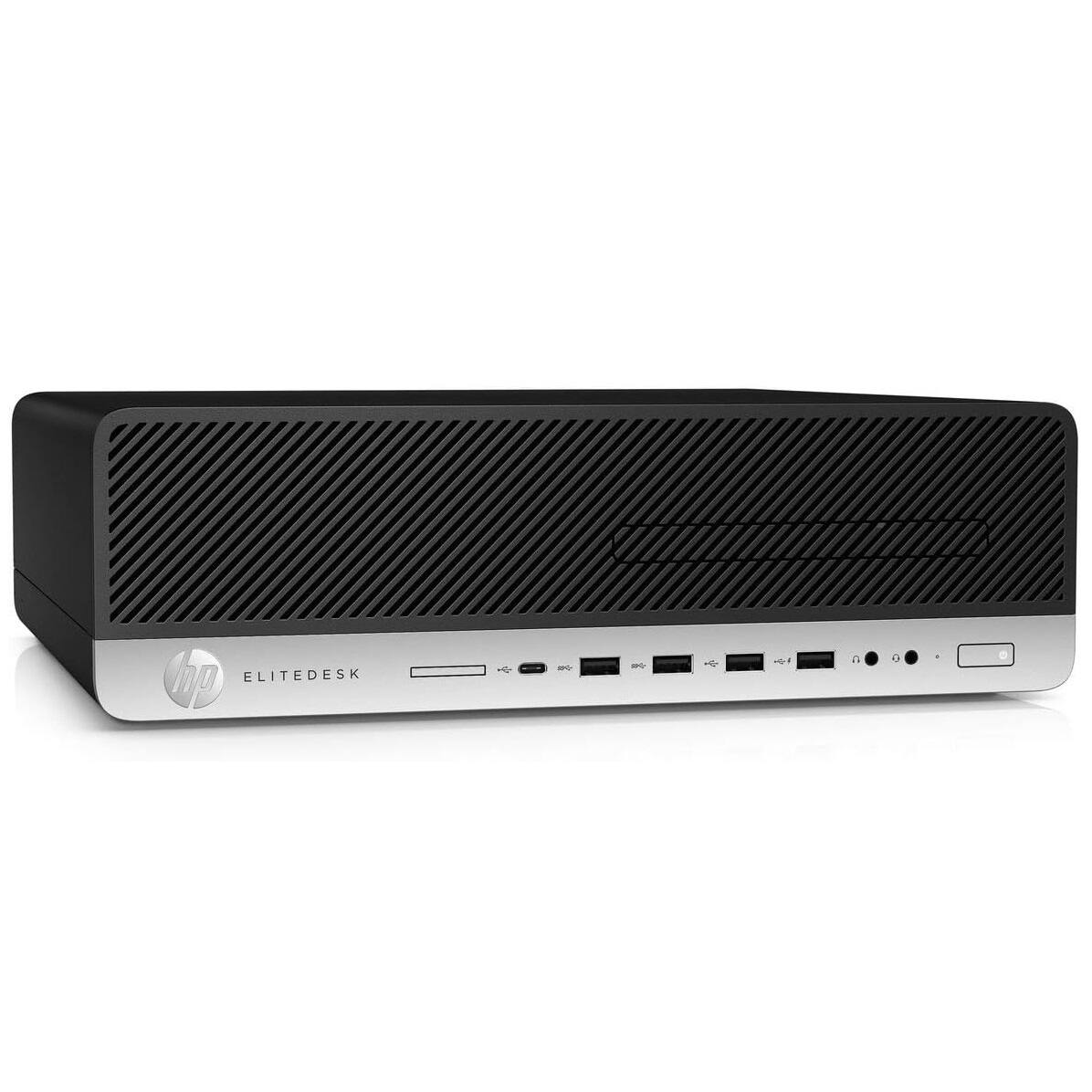 Left. HP - HP EliteDesk 800 G4 SFF Desktop Computer PC, Intel Core i5-8500 up to 4.1GHz, 16GB DDR4 RAM, 1TB NVMe SSD, Windows11 PRO - Black.