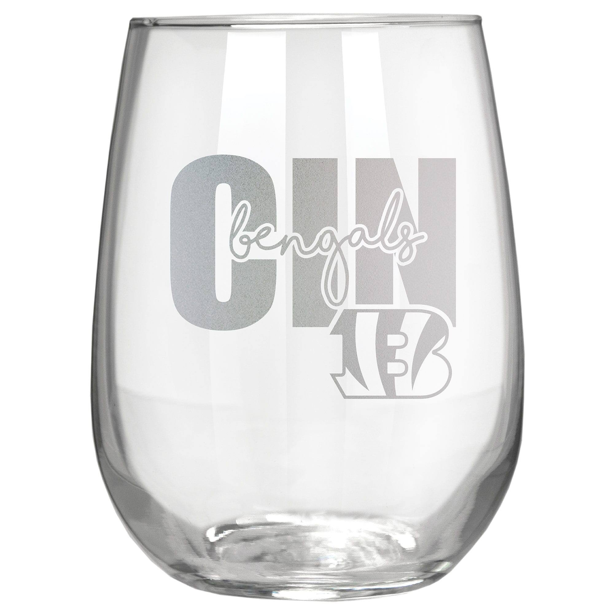 Front. Great American Products - Cincinnati Bengals Etched 17oz. City Stemless Wine Glass - Multicolor.