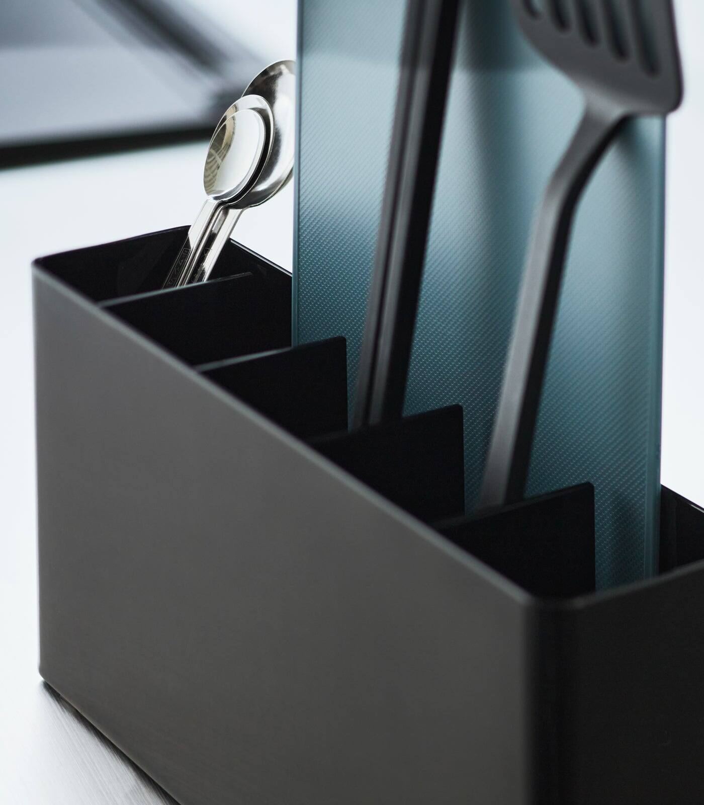 Alt View 5. Yamazaki Home - Utensil & Thin Cutting Board Holder - Steel - Black.