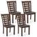 Front. Costway - Wooden Dining Chairs Set of 4 with Upholstered Seat & Rubber High Back - Brown.