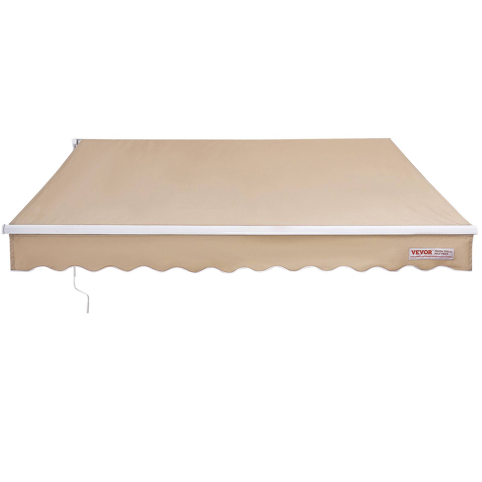 Alt View 5. VEVOR - Manual Retractable Awning, 13 x 8 ft Outdoor Patio Awning Retractable Sun Shade, Water-Resistant Awning Sunshade Shelter - Khaki.