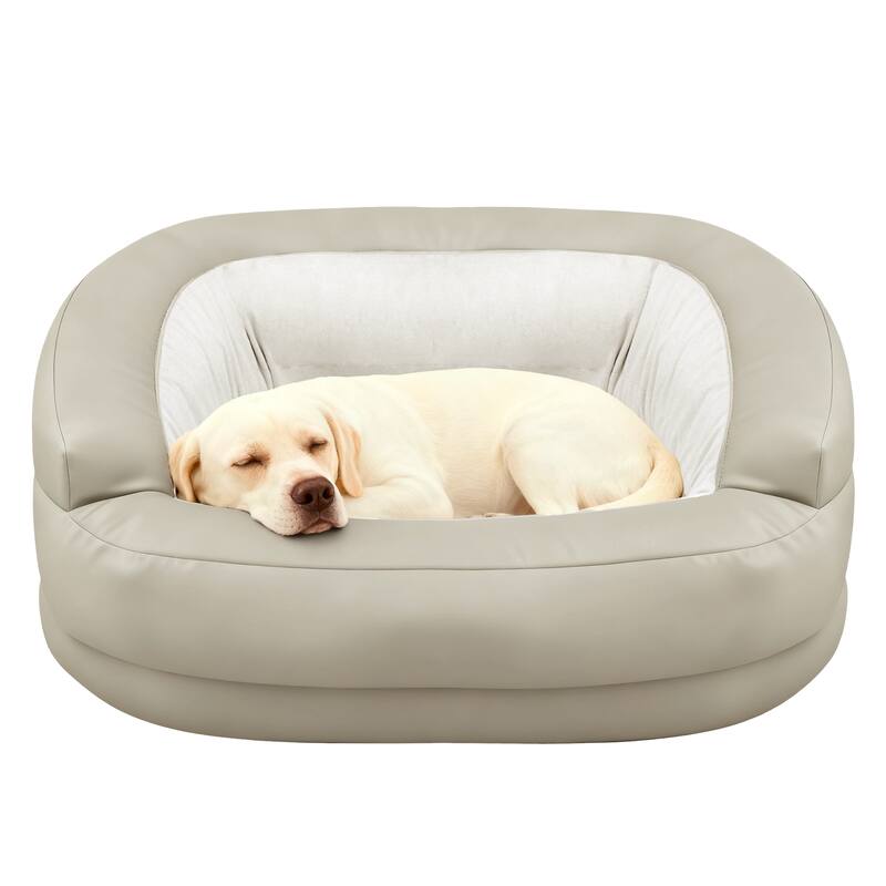 wowmax - Dog Couch, Dog Sofa Bed for Medium to Large Dogs up to 60Lbs, High- Walled Deep Enclosure Design, Washable Cover - Beige