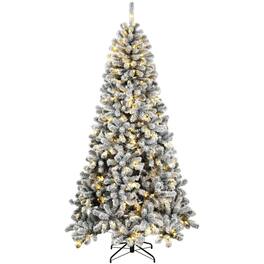 Forest'nSky - 6 ft. Pre-Lit Snow-Flocked Northern Pine Artificial Christmas Tree with 250 Warm White LED Lights - Green, White