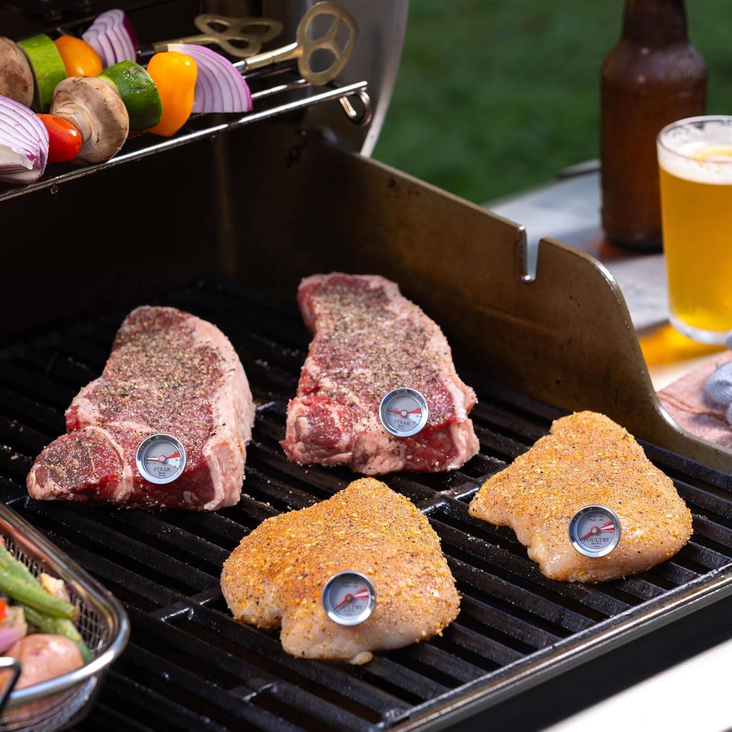 Back. Maverick - Mini Steak & Chicken Thermometer Set, 4 Piece - Silver.