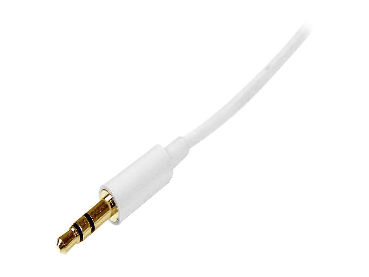 Alt View 1. StarTech.com - StarTech.com MU2MMMSWH 6.5 ft. White Slim 3.5mm Stereo Audio Cable Male to Male.