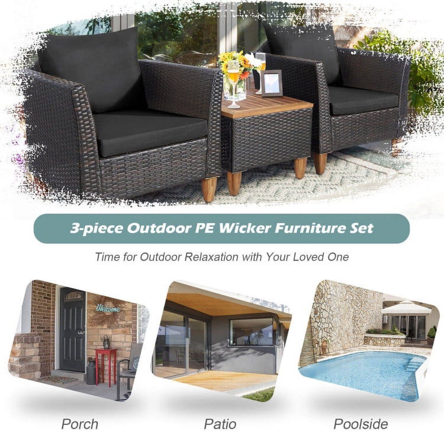 3-piece Outdoor PE Wicker Furniture Set  
Time for Outdoor Relaxation with Your Loved One  

Porch  
Patio  
Poolside