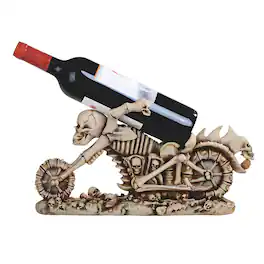 FC Design - 15.5"W Skull Motorcycle Wine Rack Human Bone Bottle Holder Dining Room Figurine - Multicolor