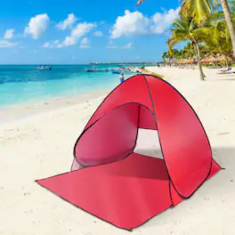 Loheer - Pop Up Beach Tent Anti-UV Sun Shade Shelter Waterproof Automatic Canopy for Camping Park and Lake - Red