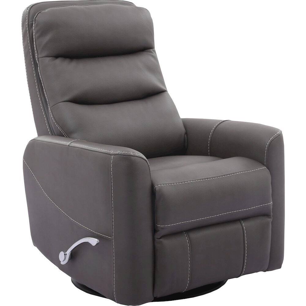 Left. Starlight Canyon Home - Haze Swivel Recliner Chair with Glider Base and Soft Fabric Comfort - Grey.