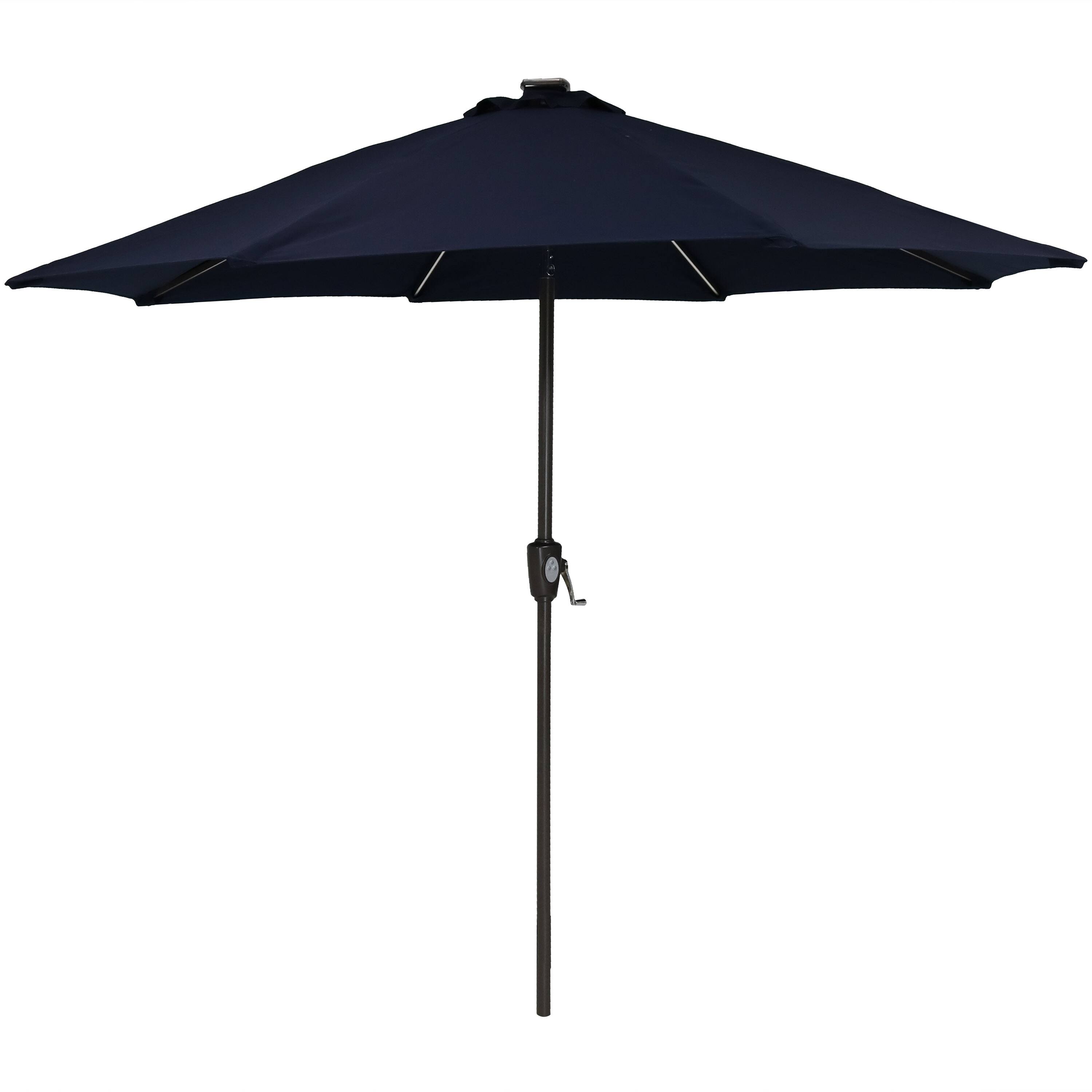 Alt View 10. Sunnydaze - 9 ft Solar Sunbrella Patio Umbrella with Tilt - Navy Blue.