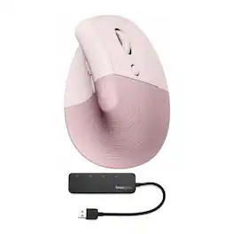 Logitech - Lift Vertical Wireless Ergonomic Mouse and USB 3.0 Hub - Wireless - Rose