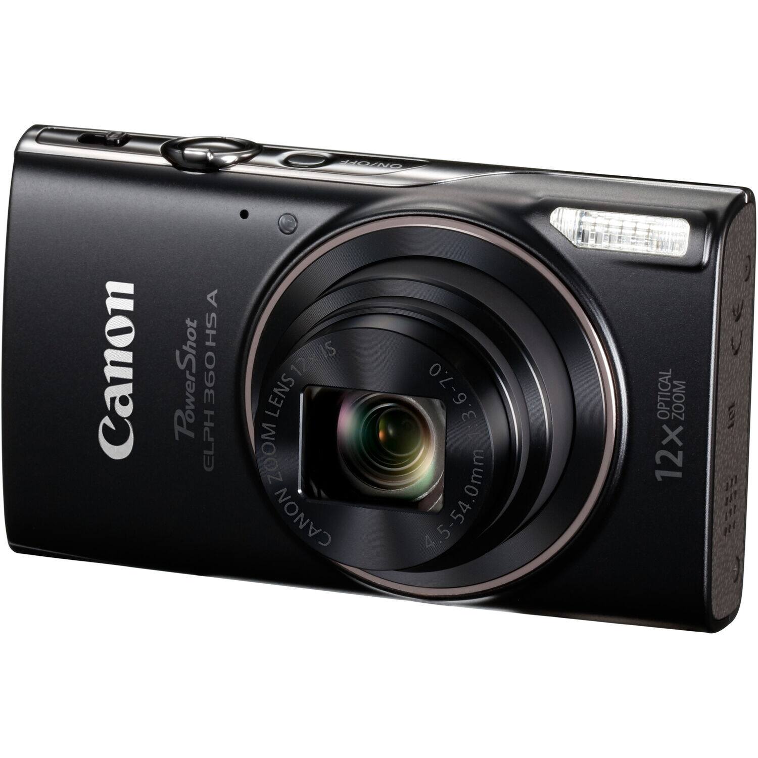 Canon PowerShot ELPH 360 HS  
12x Zoom Lens  
1:3.6-7.0 4.5-54.0mm  
Optical Zoom 12x  
Canon