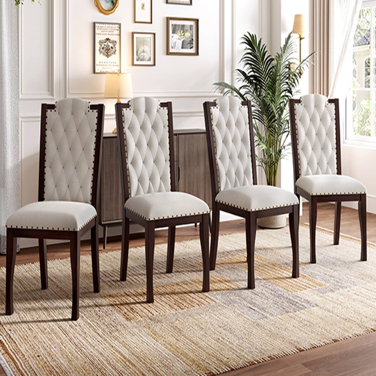 Back. Loheer - Loheer 6 Piece Dining Table Set With Bench, Espresso 60 Inch Rectangular Table - Espresso.