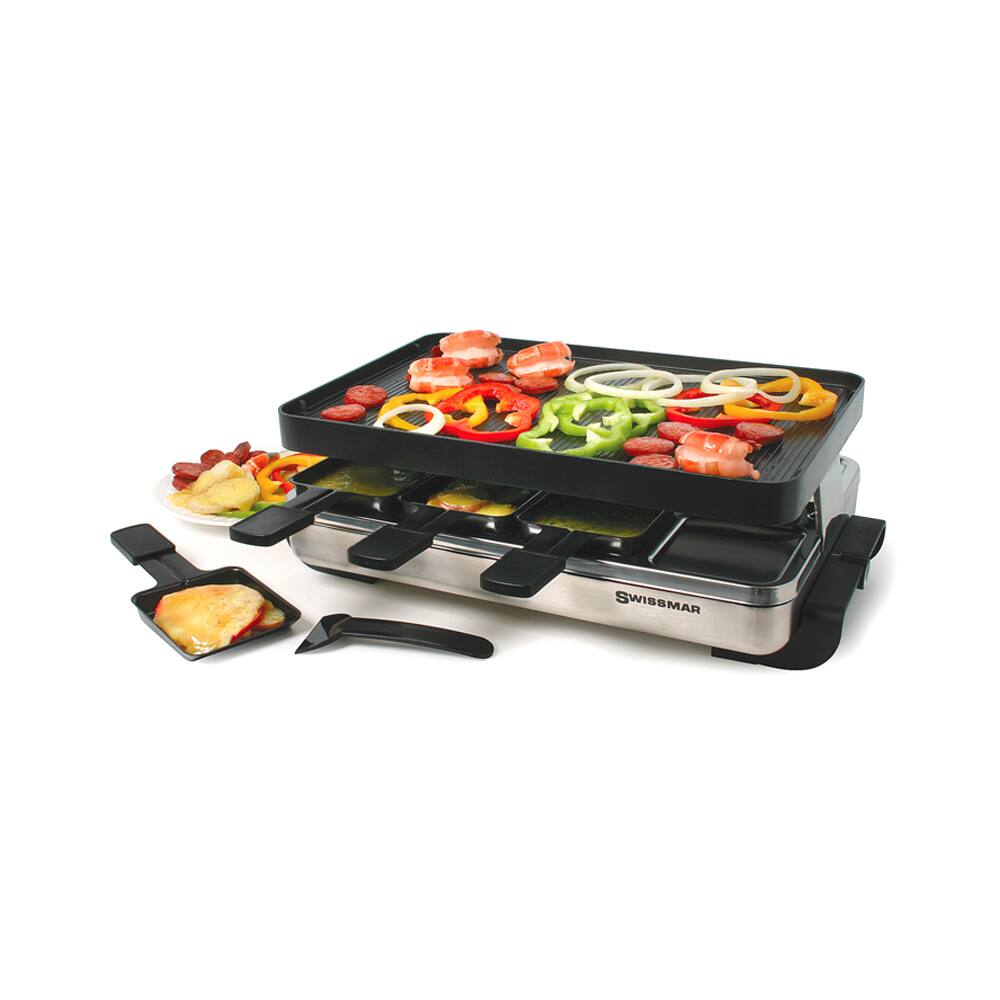 Front. Swissmar - Stelvio 8 Person Raclette Grill w/Aluminum Nonstick Grill Plate - Black.