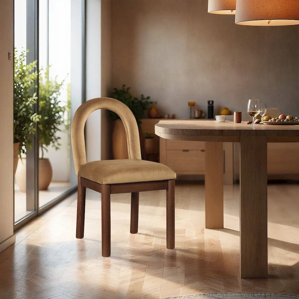 Alt View 1. Meridian Furniture - Conrad Saddle Velvet Dining Chair - Brown.