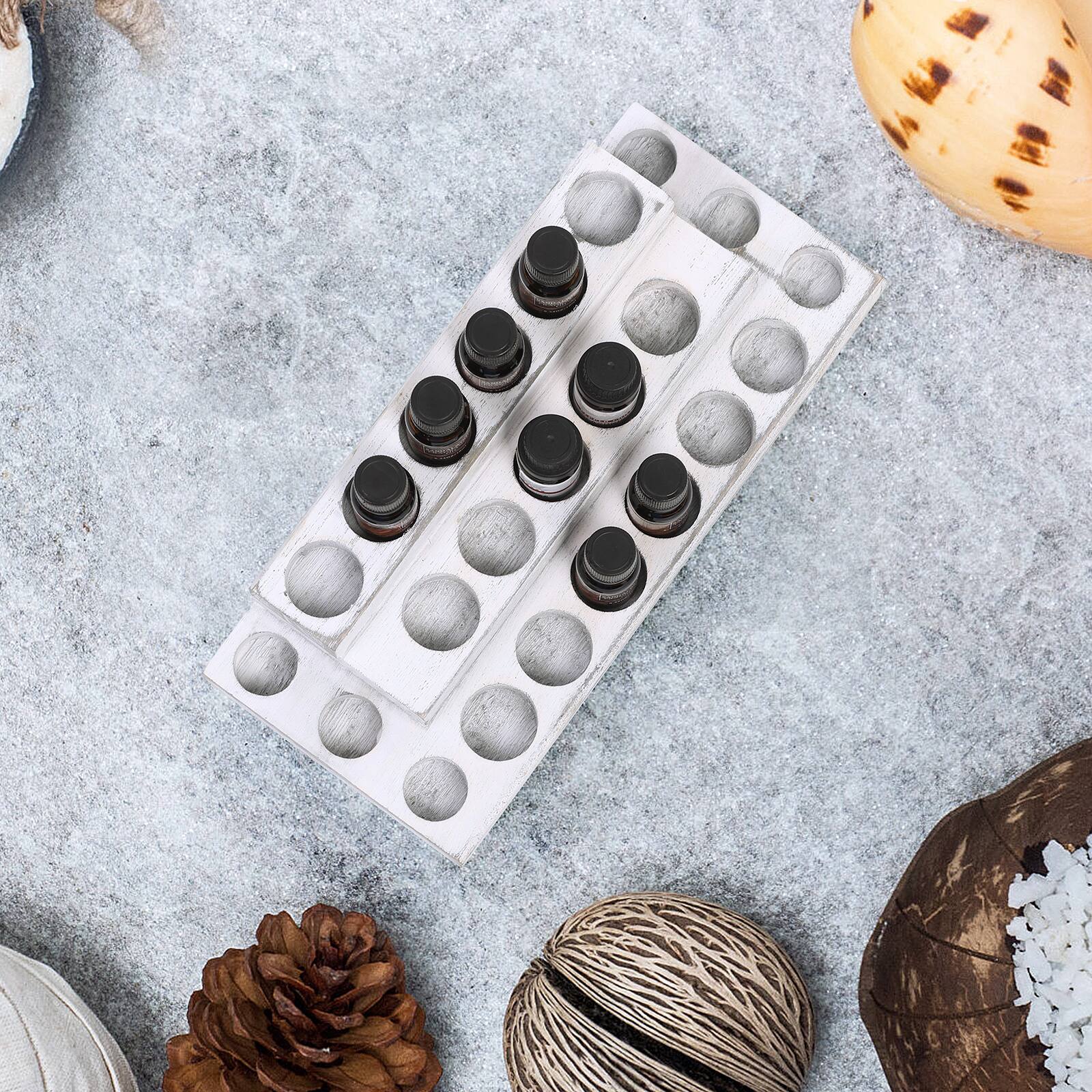 Alt View 1. Oumilen - 3-Tier Essential Oil Rack – Whitewashed Wood Desktop Organizer, 23-Slot Display Stand.