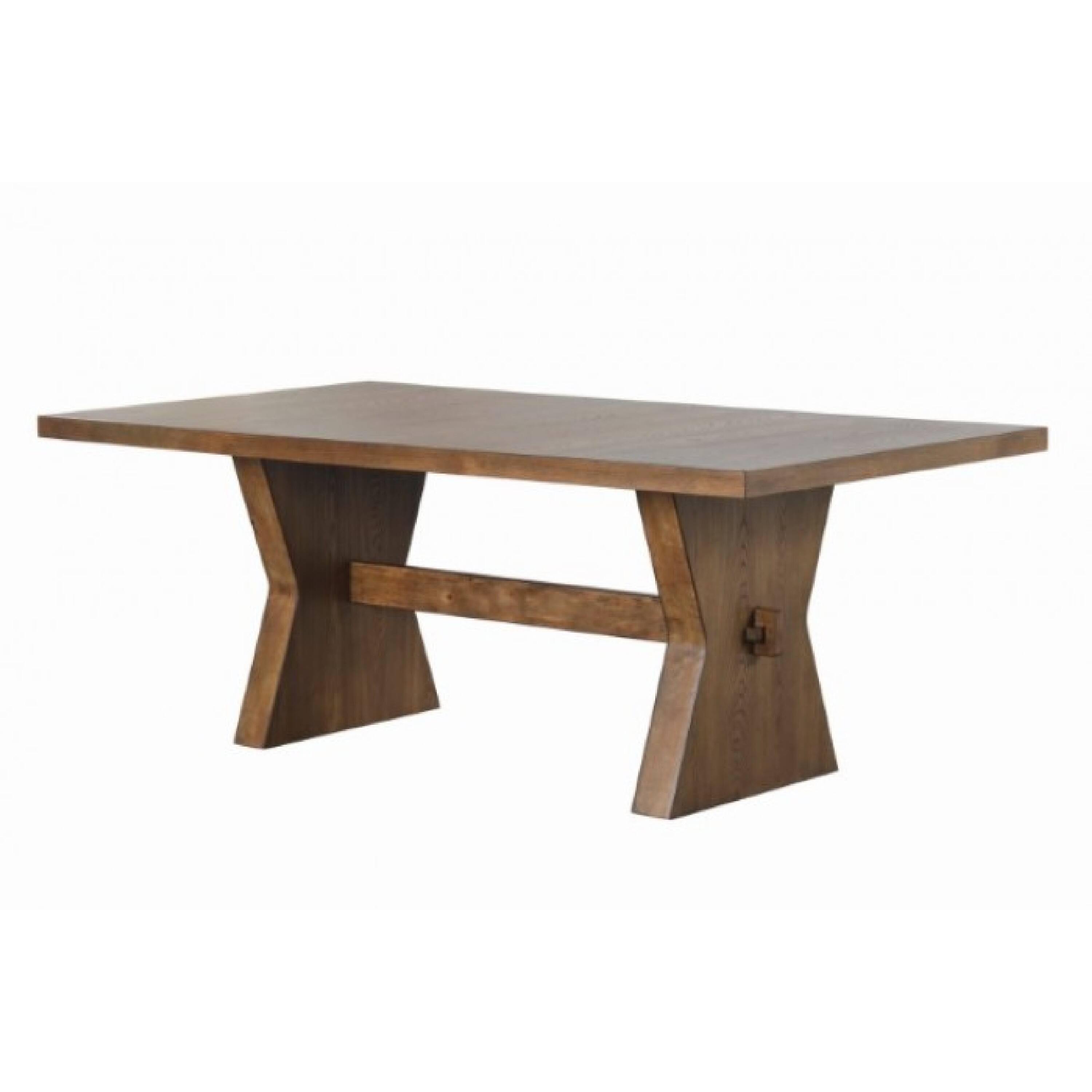 Front. Manhattan Lane - Zivy Dining Table, 78 Inch Modern Farmhouse Hourglass Oak Brown Wood - Rustic Oak.