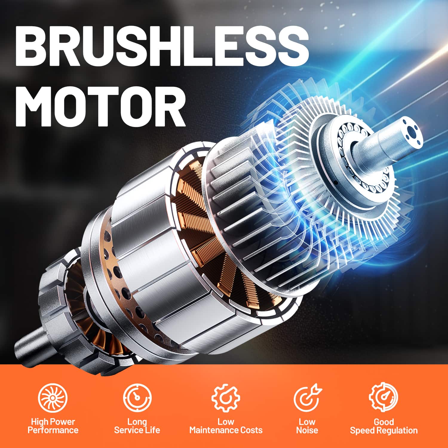 BRUSHLESS MOTOR
High Power Performance
Long Service Life
Low Maintenance Costs
Low Noise
Good Speed Regulation