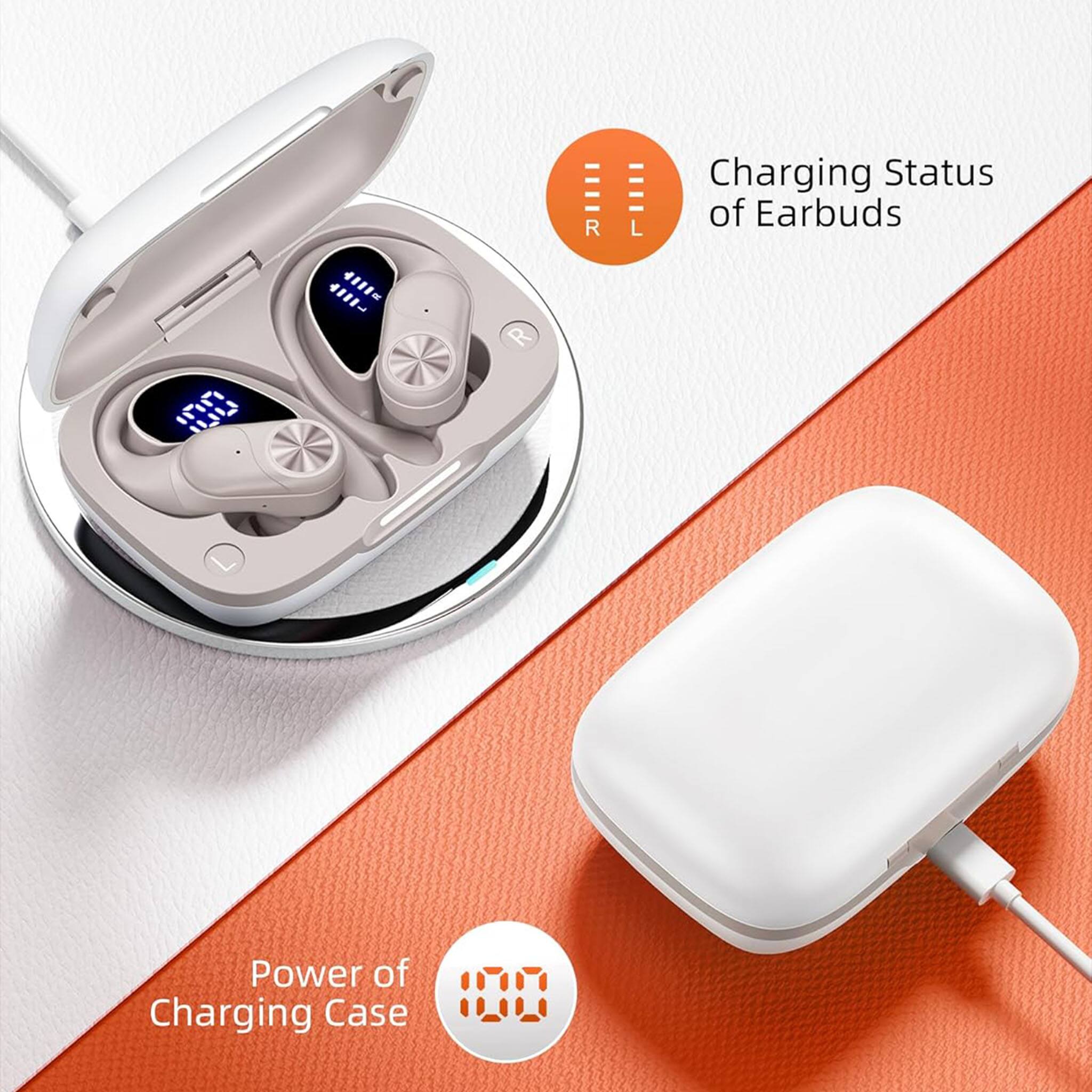 R L Charging Status of Earbuds 1 AIIL- AIlle R Power of Charging Case