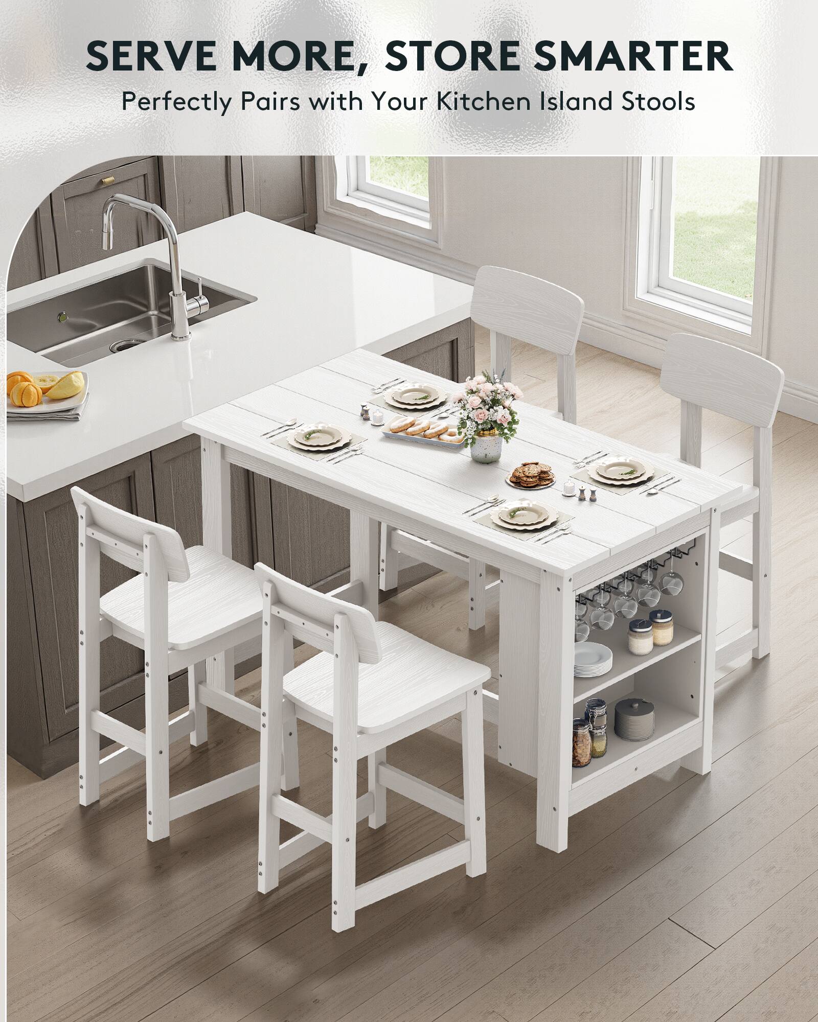 SERVE MORE, STORE SMARTER  
Perfectly Pairs with Your Kitchen Island Stools