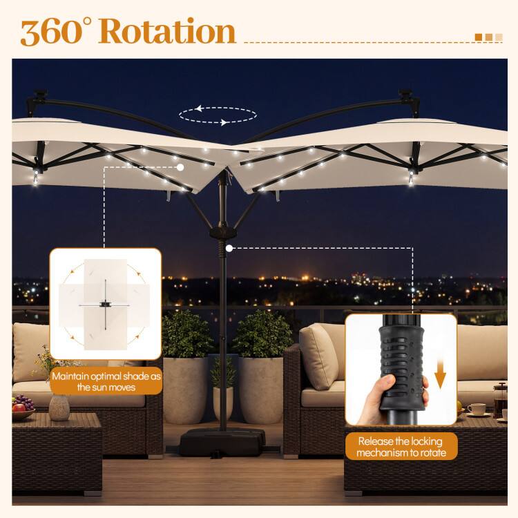 360° Rotation

Maintain optimal shade as the sun moves

Release the locking mechanism to rotate